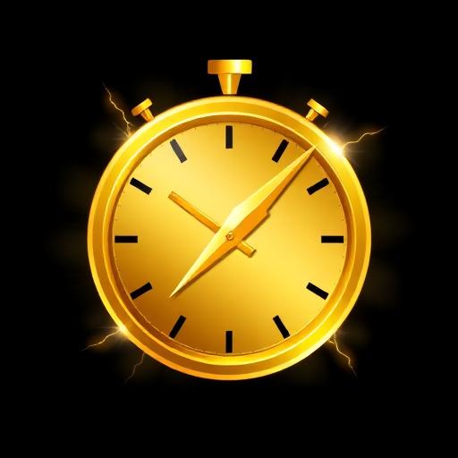 Zlatna ikona munjevitog sata, simbolizirajući brze i pouzdane isplate dobitaka