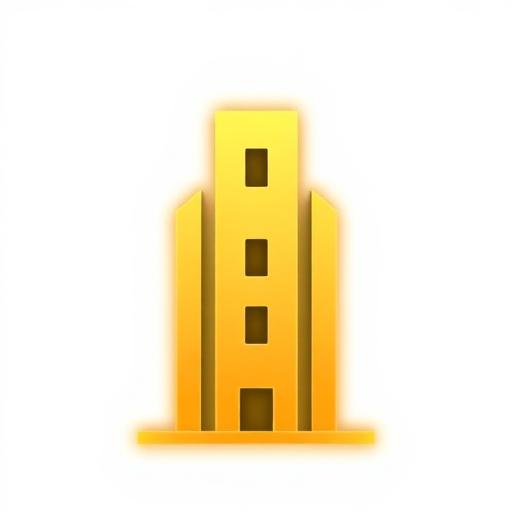 Elegantna zlatna ikona poslovne zgrade sa sjajem, predstavljajući legitimnu tvrtku